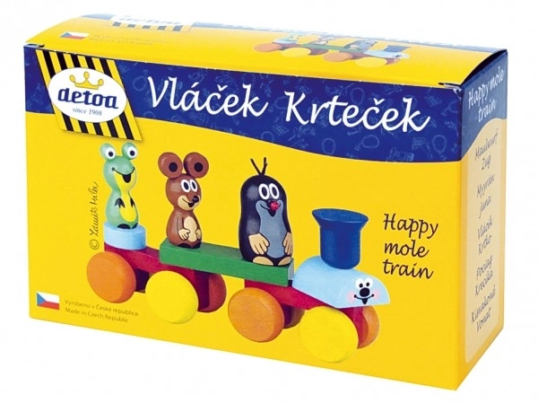 Pociąg Krecik drewno 15cm w pudełku
