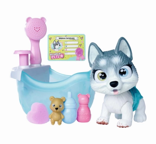 Piesek Husky Pamper Petz w wannie