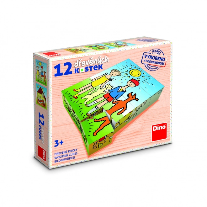 Drewniane klocki Piesek i kotek – 12 klocków