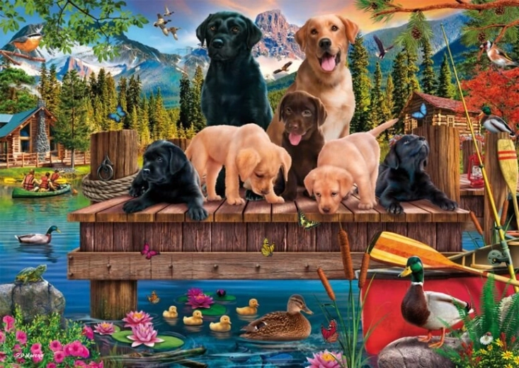 Puzzle Psią rodzinka nad jeziorem 1000 elementów SCHMIDT
