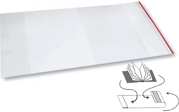 uniwersalna przezroczysta osłona PP 312 × 540 mm z błyszczącą powierzchnią i paskiem samoprzylepnym
