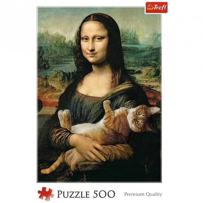 Puzzle Mona Lisa z kotem Mruczek, 500 elementów