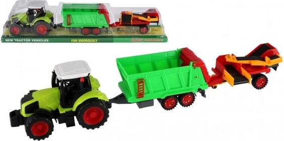 Traktor z przyczepą i taśmą, plastikowy, 56 cm, napęd frykcyjny