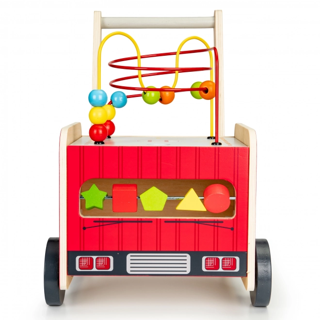 Drewniany edukacyjny chodzik z klockami - Samochód strażacki ECOTOYS