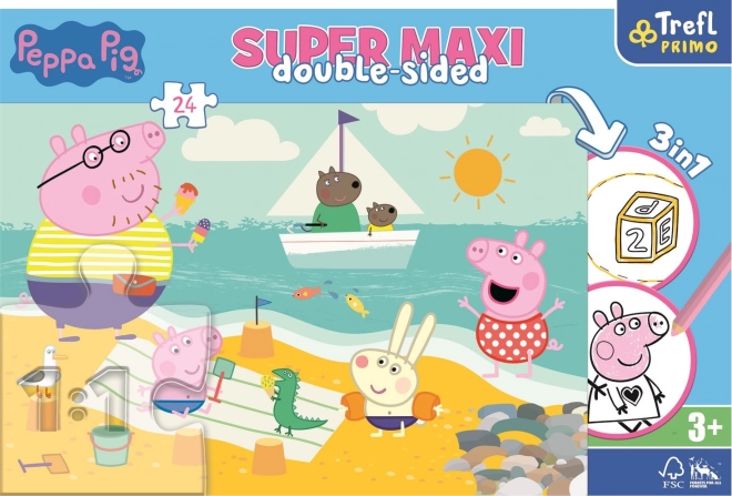 Dwustronne puzzle Świnka Peppa SUPER MAXI 24 elementy