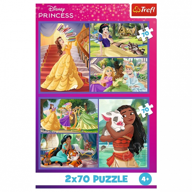 Puzzle 2x70 Bajkowe dni Księżniczki Disneya