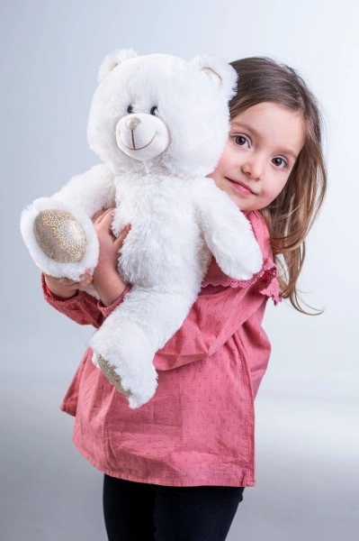 Śniąca biały pluszowy miś 40 cm z oświetleniem i dźwiękiem