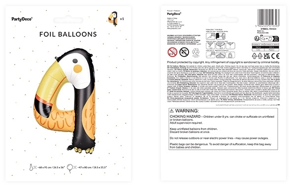 Balon foliowy cyfra 4 - Tukan 68 x 91 cm
