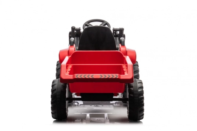 Dziecięcy czerwony traktor z ładowanym akumulatorem i łyżką