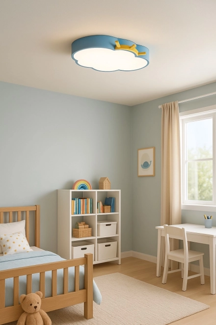 Dziecięca sufitowa lampa LED Chmurka z pilotem niebieska