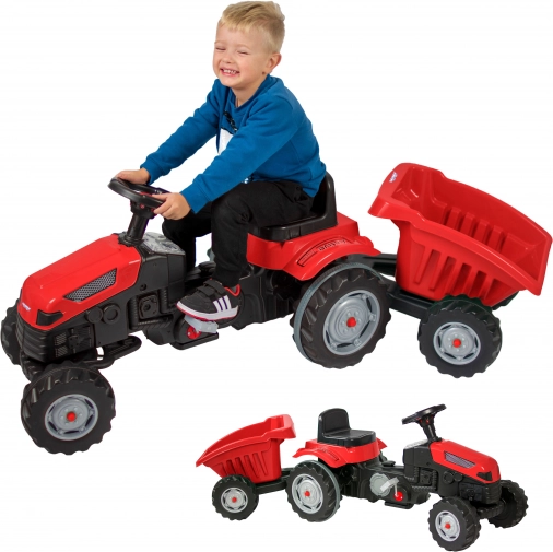 Traktor na pedały Farmer GoTrac Maxi z przyczepą Ciche koła
