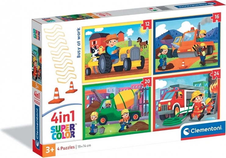 Clementoni puzzle Zajęci w pracy 4w1 (12, 16, 20 i 24 elementy)