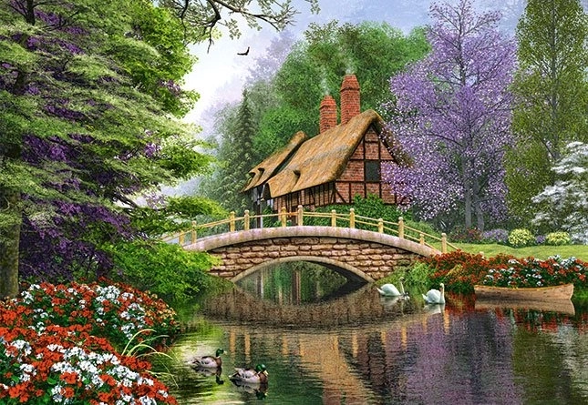 Puzzle Domek nad rzeką 1000 elementów CASTORLAND