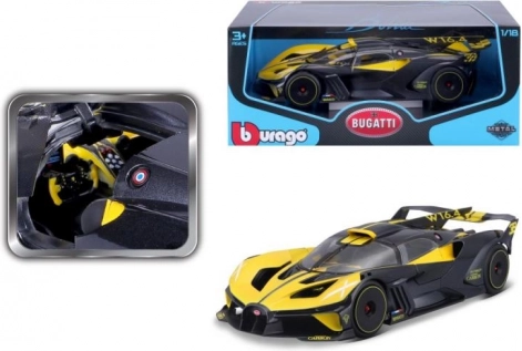 Metalowy model auta BBURAGO 1:18 BUGATTI BOLIDE żółto-czarny
