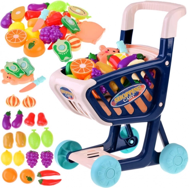 Wózek na zakupy + warzywa i owoce do krojenia Shop fun 36 el. ZA4791