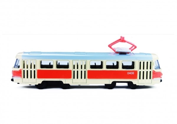 Tramwaj Tatra T3 czeska metalowa 16cm retro na mechanizm wstecznego biegu w pudełku 20x8x6cm CZ design