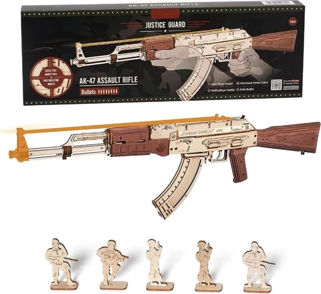 RoboTime 3D Drewniane mechaniczne puzzle Karabin szturmowy AK-47