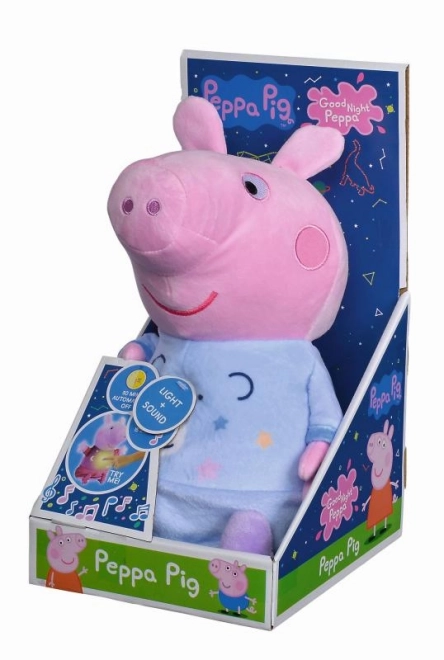 Peppa Pig 2w1 pluszowa przytulanka grająca + światło, niebieska, 25 cm