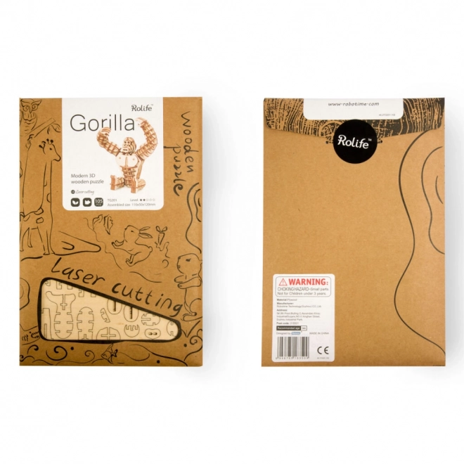 Drewniane 3D puzzle goryl