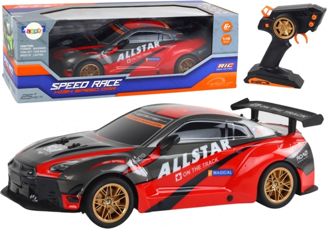 Duże zdalnie sterowane sportowe auto 1:10 czerwone