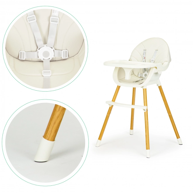 ECOTOYS Krzesełko do karmienia 2w1 Beżowe