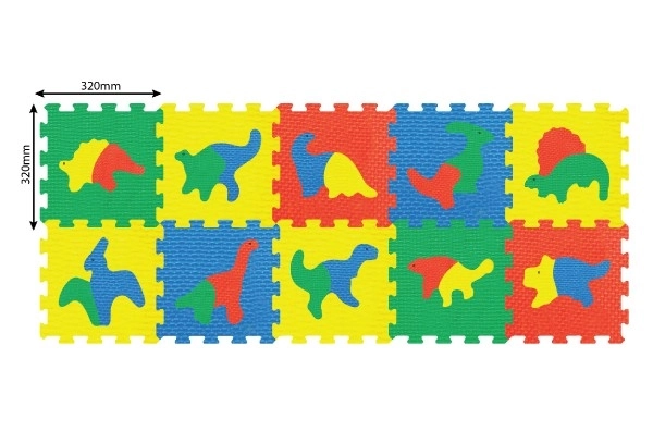 Kolorowe puzzle piankowe z dinozaurami - 10 części