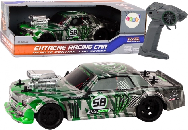 RC auto 1:16 z 2,4G, gumowe koła do driftu – zielone