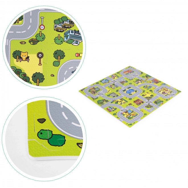 Duża piankowa mata EVA dla dzieci Miasto 90,5x90,5 cm 21 szt. ECOTOYS