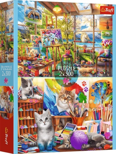 Puzzle 2×500 – Sztuka malowania
