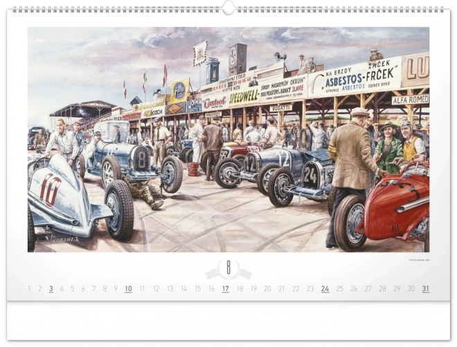 Kalendarz ścienny NOTIQUE Oldtimery – Václav Zapadlík 2025, 64 x 42 cm