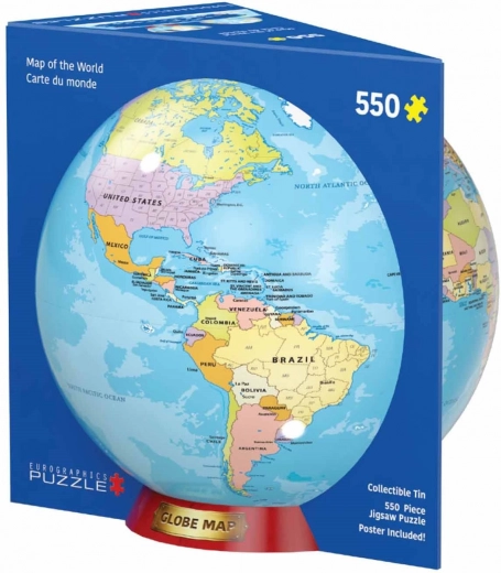 Puzzle Mapa świata 550 elementów w metalowym pudełku
