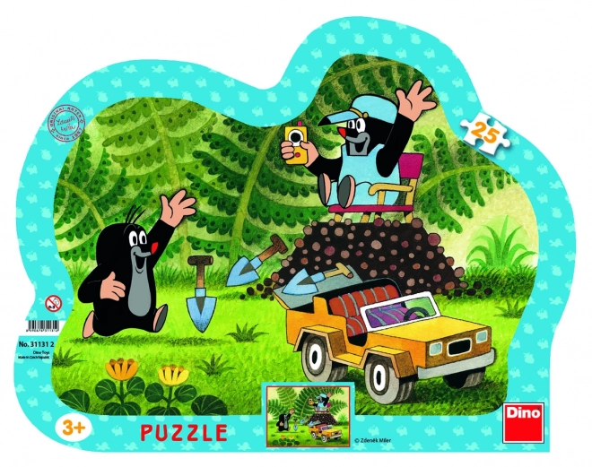 Puzzle Dino Krecik z żółtym autem
