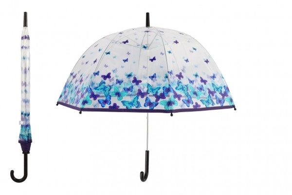 Parasolka przezroczysta z motylkami plastik/metal 80cm w woreczku