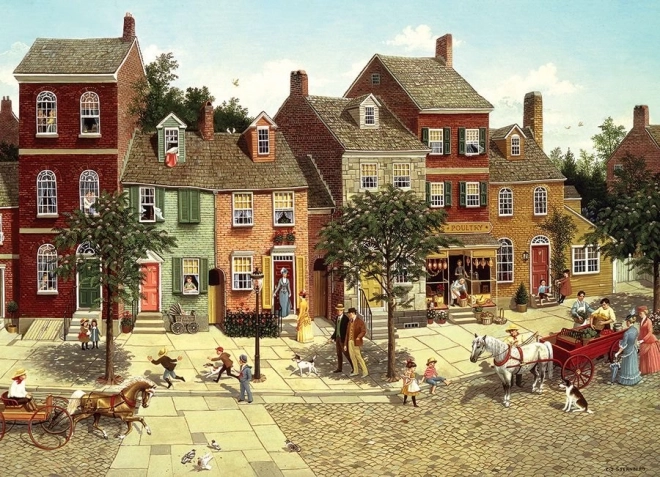 Puzzle COBBLE HILL Zakręt na rynku 1000 elementów