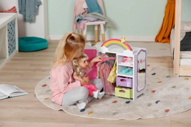 Tęczowa szafa na ubranka dla lalek BABY born