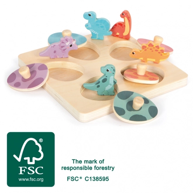 Drewniane puzzle pamięciowe dinozaury