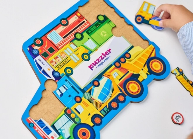 WOODLIKA Drewniane puzzle Świat środków transportu 18 elementów