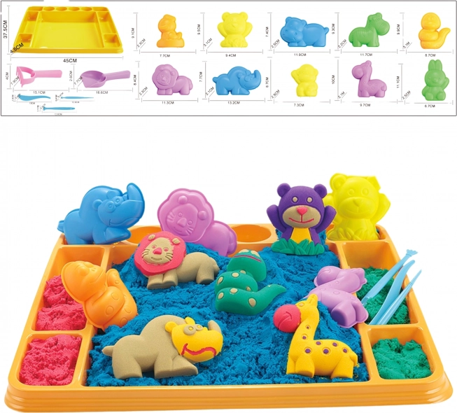 Woopie Magiczny Piasek Safari Przygodowy Zestaw XL ZOO ze Stolikiem i Foremkami