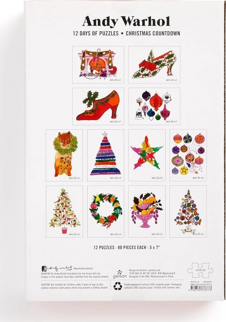 Świąteczne puzzle adwentowy kalendarz 12 dni według Andy'ego Warhola