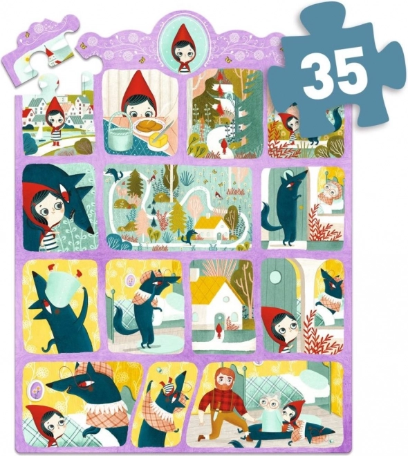 Puzzle z opowieścią Czerwony Kapturek 35 elementów