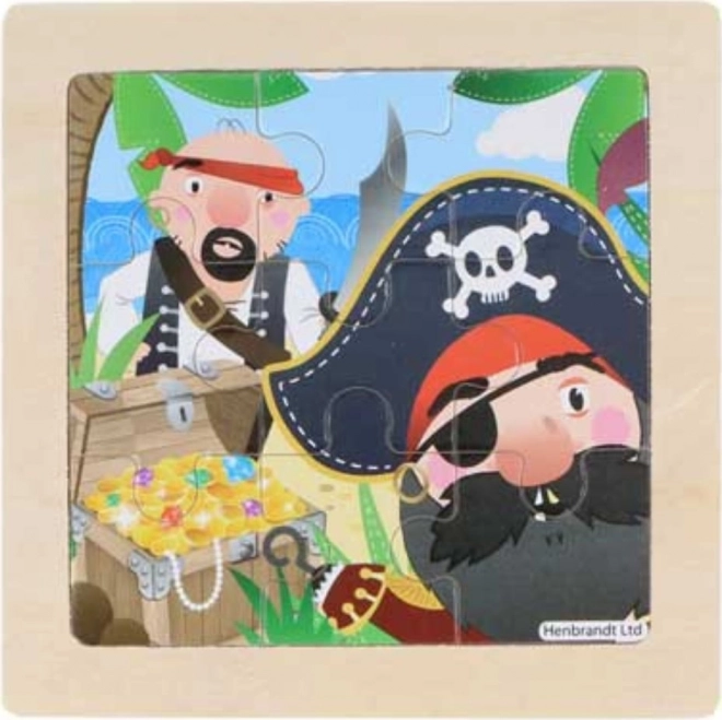 Drewniane puzzle piraci 9 elementów