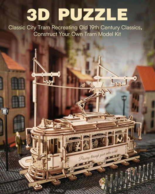 RoboTime 3D drewniane mechaniczne puzzle Tramwaj