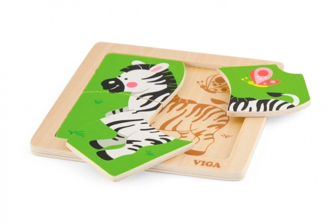 Drewniane puzzle 4 elementy- zebra