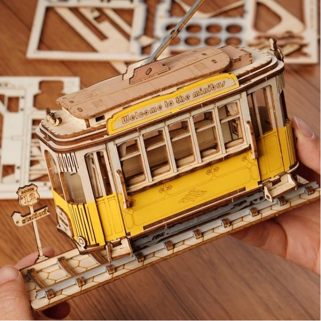 Retro Tramwaj - 3D drewniany zestaw