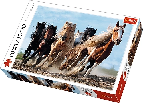 Puzzle Galopujące konie 1000 elementów 68,3x48cm w pudełku 40x27x6cm
