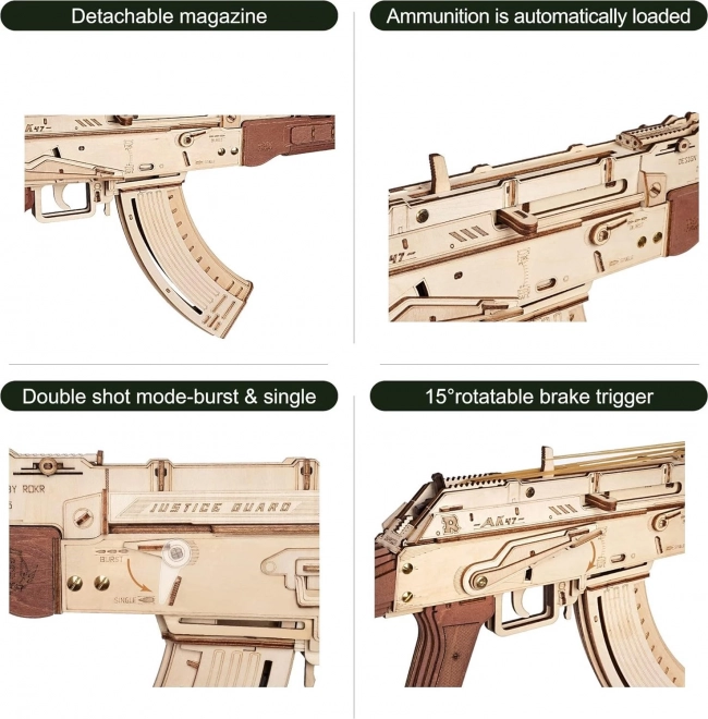 RoboTime 3D Drewniane mechaniczne puzzle Karabin szturmowy AK-47