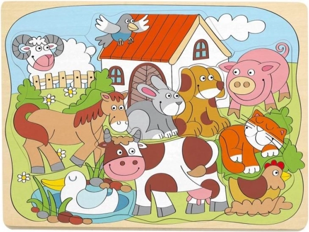 Drewniane zwierzęce puzzle dla najmłodszych