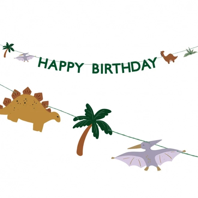 Transparentny Happy Birthday Dino 3m