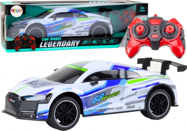 RC samochód sportowy 1:10 z światłami LED, prędkość 25 km/h – biały