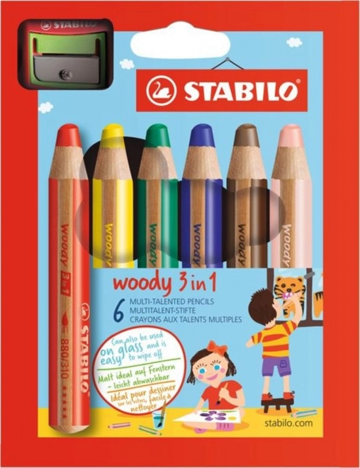 STABILO Zestaw 6 kredek 3w1 z temperówką